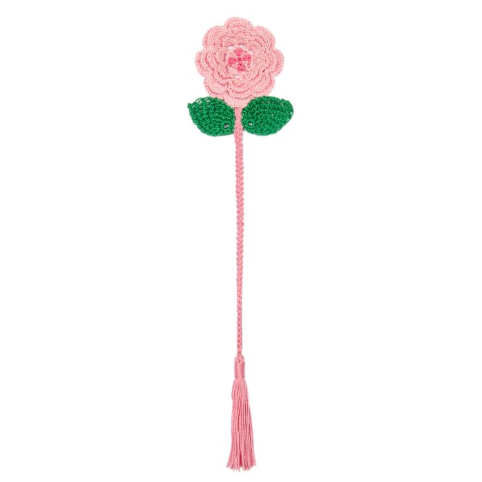Four Layered Pink Crochet Flower Bookmark Front Shot