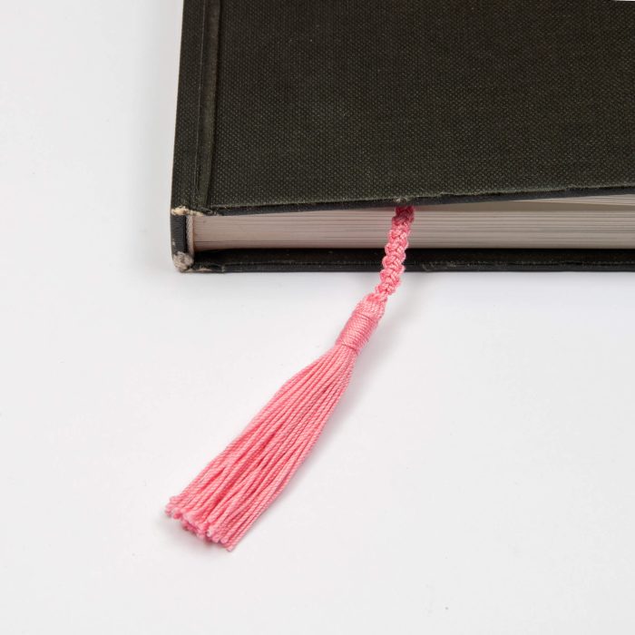 Four Layered Pink Crochet Flower Bookmark Tassel Detail Shot