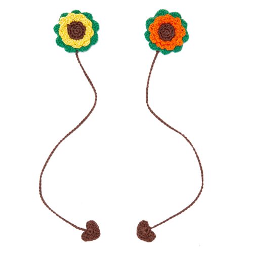 Handmade Crochet Sunflower Bookmark With Heart Shaped Tassel