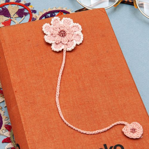 Handmade Floral Bookmark With Beading Work and Heart Shape Tassel