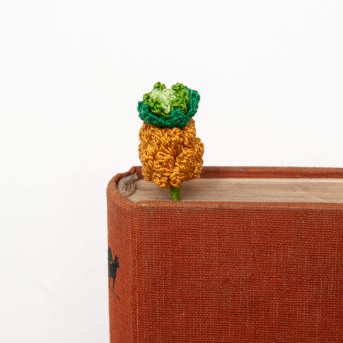 Handmade Pineapple and Floral Micro Crochet Bookmark book shot