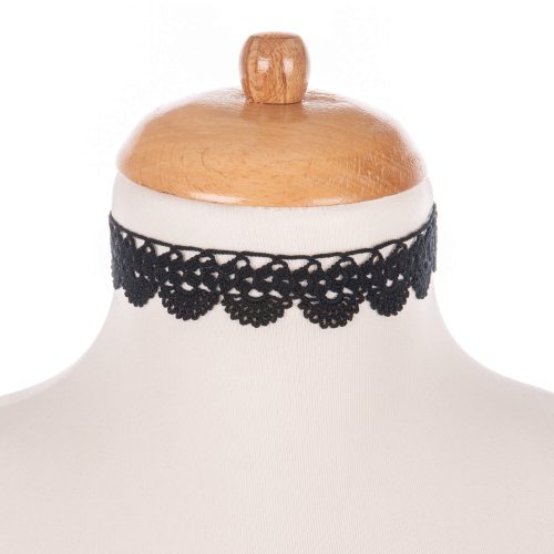 Crochet Victorian Lace Fantasy Choker Necklace Burgundy Victorian Collar Front Shot