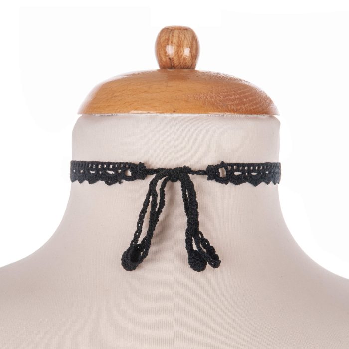 Handmade Black Crochet Choker Necklace Backside Shot