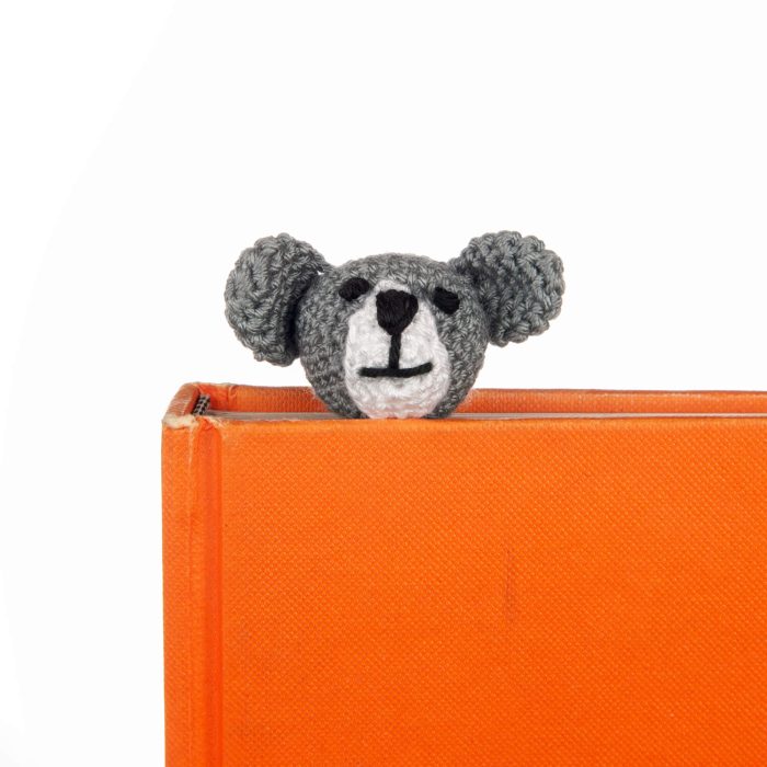 Amigurumi Crochet Koala Animal Toy Bookmark With Tassel Book Front shot