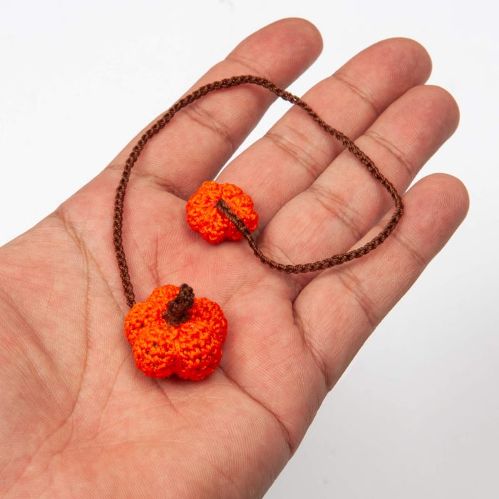 Autumn Stocking Stuffer Pumpkin Bookmark Crochet Bookmark Gift Hand Shot