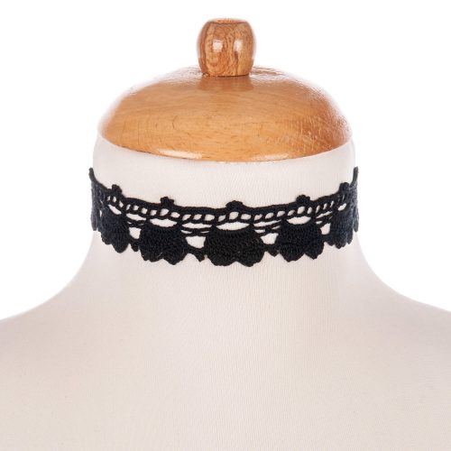 Boho Handmade Crochet Black Lace Choker Front Shot