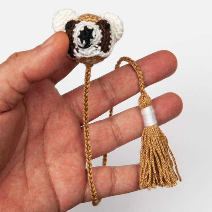 Crochet Amigurumi Animal Panda Plushie Handmade Bookmark Hand Shot