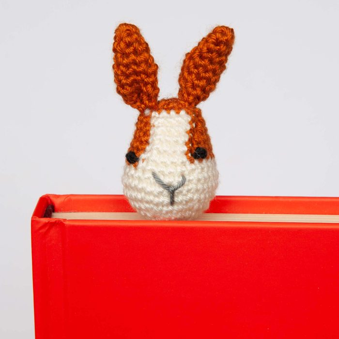 Crochet Amigurumi Bunny Plushie Bookmark Accessory Book Front Shot