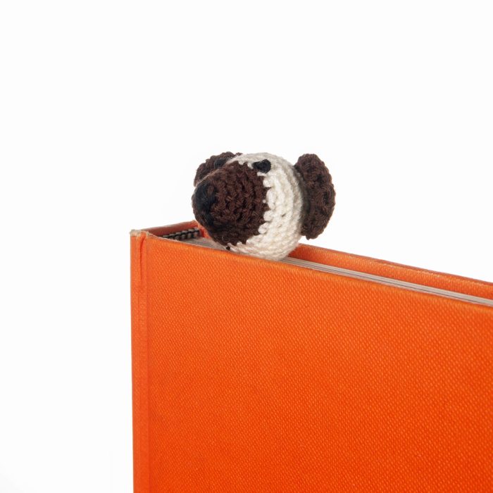 Crochet Amigurumi Puppy Toy Bookmark Accessory Book Angle Shot