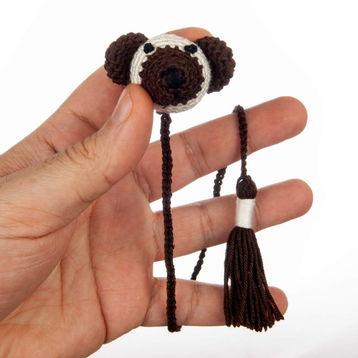 Crochet Amigurumi Puppy Toy Bookmark Accessory Hand Shot