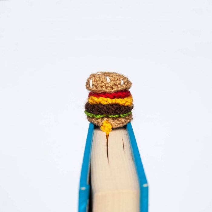 Crochet Hamburger Bookmark With French Fries Tassel Book Side Shot
