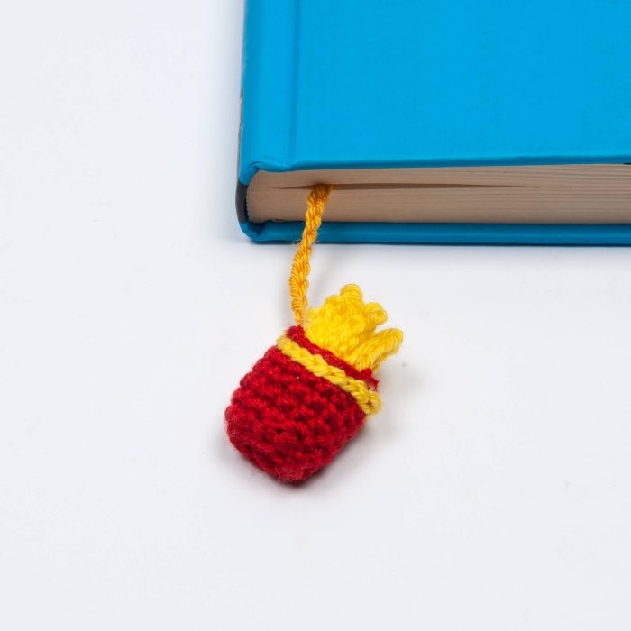 Crochet Hamburger Bookmark With French Fries Tassel French Fries Close Shot