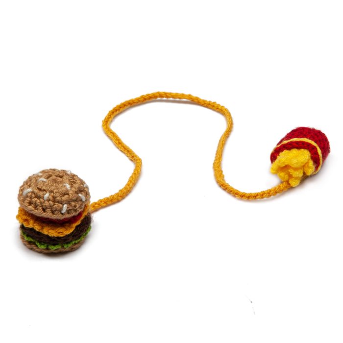 Crochet Hamburger Bookmark With French Fries Tassel Single Shot