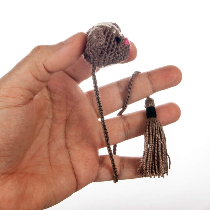 Crochet Handmade Baby Koala Plushie Amigurumi Bookmark Hand Angle Shot