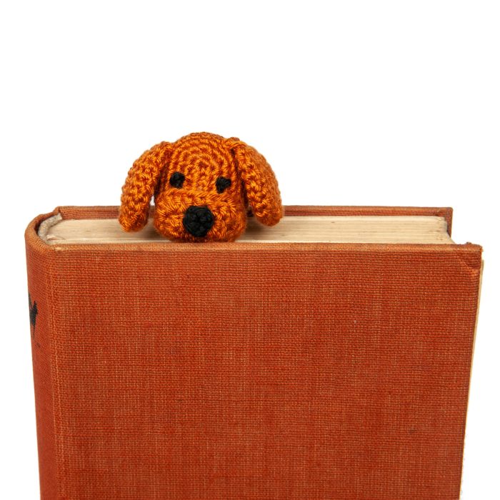 Crochet Handmade Puppy Amigurumi Bookmark Plushie Head Shot