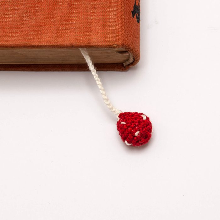 Cute Crocheted Red Mushroom Bookmark Gift Tassel Ball Shot
