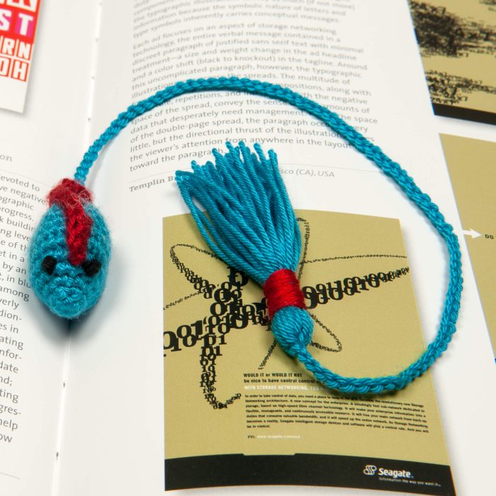 Handmade Blue Crochet Amigurumi Fish Bookmark Soft Toy