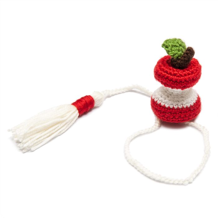 Handmade Amigurumi Crocheted Eaten Apple Bookmark With Tassel Single Shot