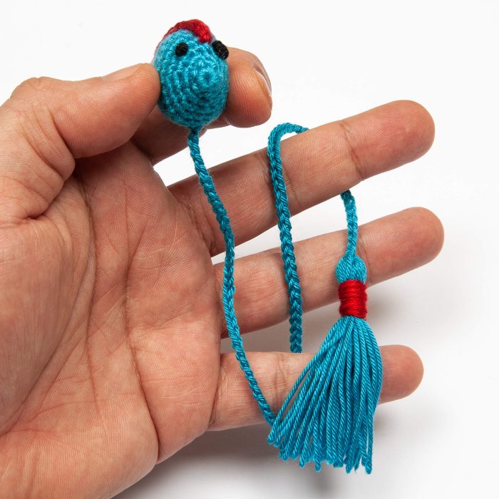 Handmade Blue Crochet Amigurumi Fish Bookmark Soft Toy Hand Shot