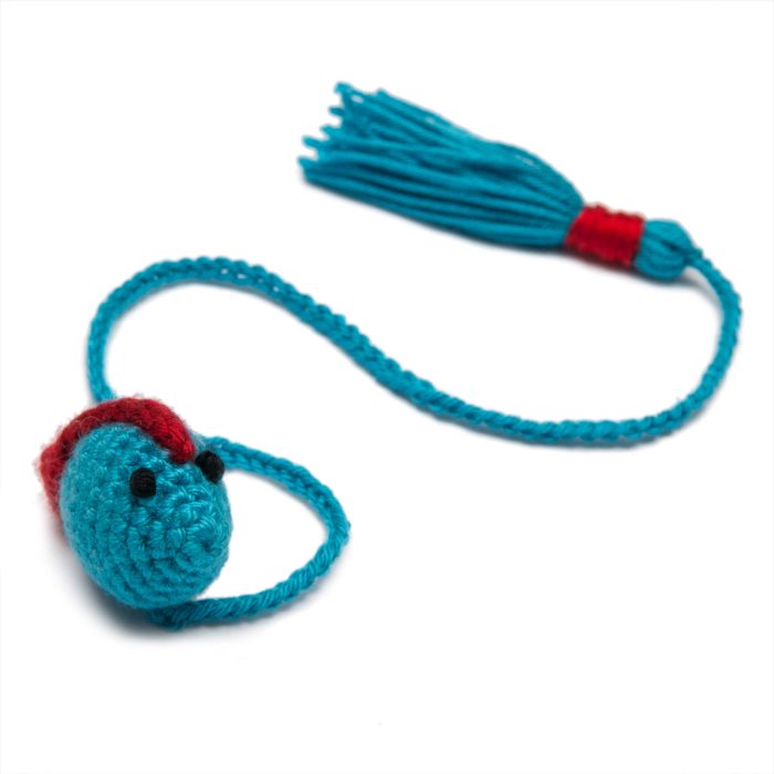 Handmade Blue Crochet Amigurumi Fish Bookmark Soft Toy Single Shot
