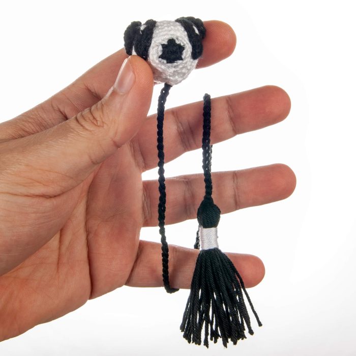Handmade Crochet 3D Amigurumi Knitted Bookmark Panda Gift for Book Lovers Hand Shot