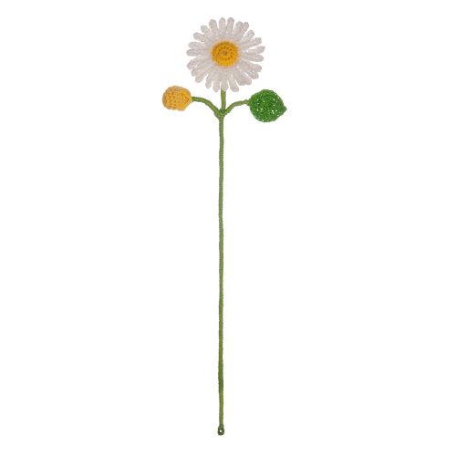 Handmade Micro Crochet White Daisy Flower With a Leaf Bookmark